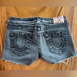 True Religion Black Denim Shorts Sz 27